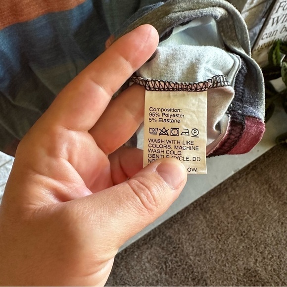 SHEIN Orange Blue Brown Green Black Colorblock Striped Tee Button Detail Sz M - Picture 6 of 6